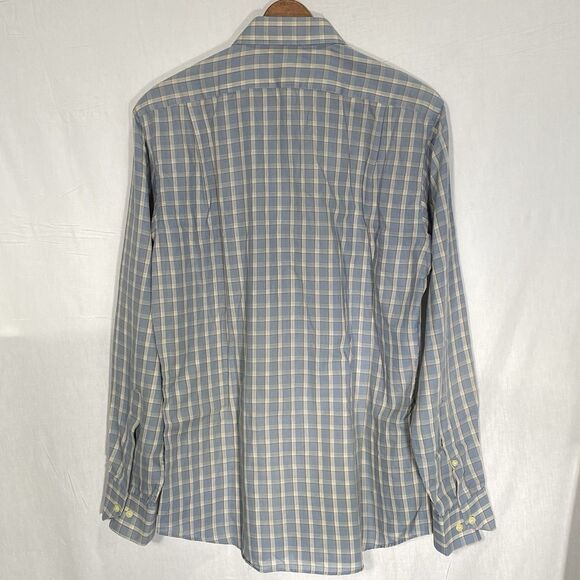 Vintage JORDACHE Plaid Button Front Long Sleeve Shirt Mens L Blue White Retro - Picture 3 of 10